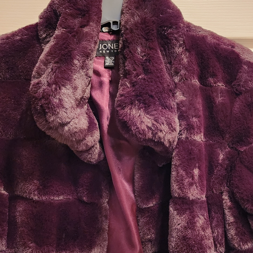 Jones New York Purple Faux Fur Jacket